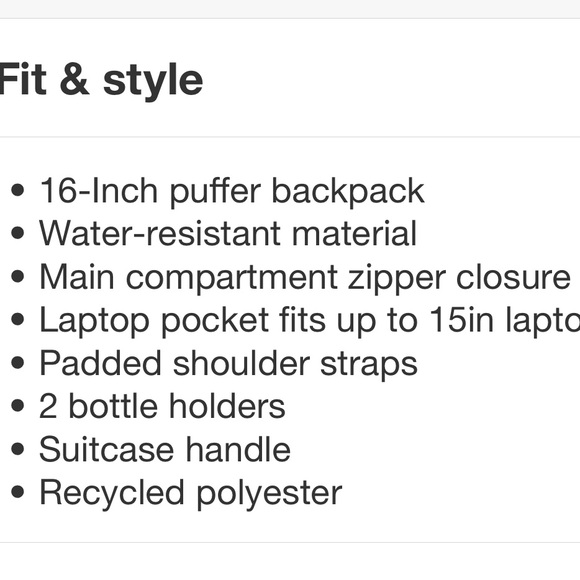 OPEN STORY NWT gold over puffer backpack -green -16” - Picture 6 of 9